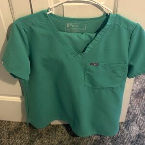 Figs Women's Teal V-Neck Short Sleeve Tee